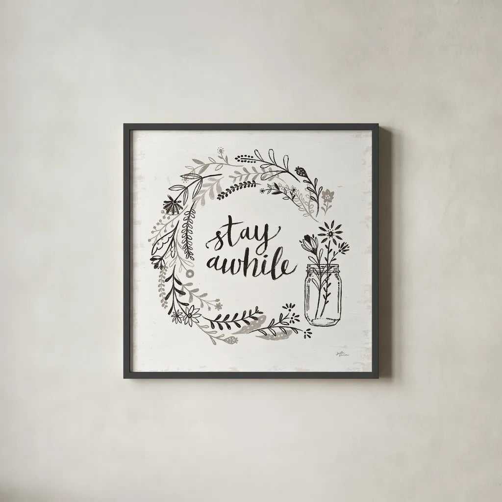 Our Nest VI by Janelle Penner. Shown in a sleek black glass frame for a contemporary gallery look. Available as an archival giclee rolled canvas, fine art paper, or poster print. SKU 33497a.