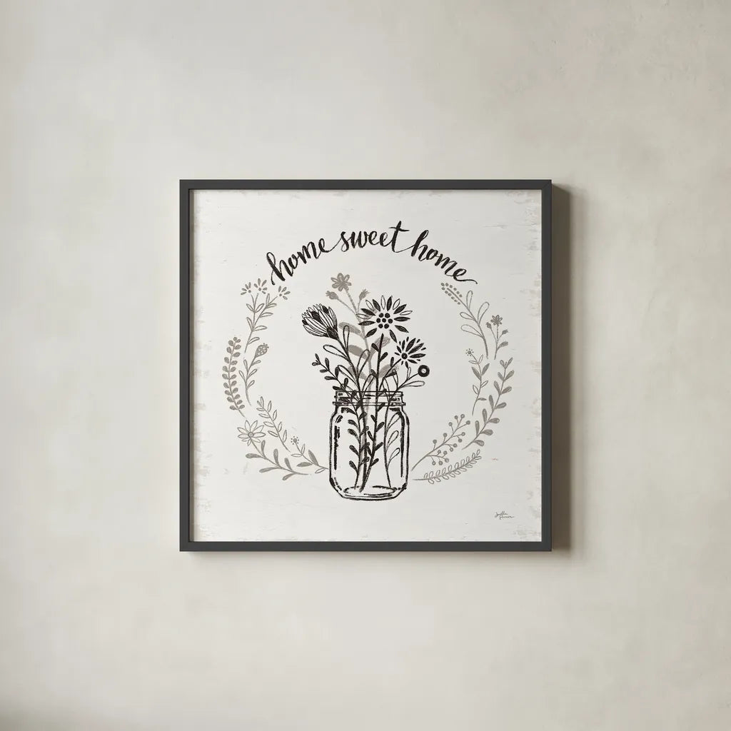 Our Nest VII by Janelle Penner. Shown in a sleek black glass frame for a contemporary gallery look. Available as an archival giclee rolled canvas, fine art paper, or poster print. SKU 33498a.