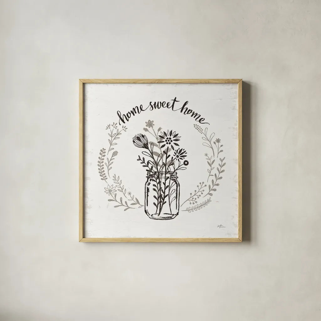 Our Nest VII by Janelle Penner. Shown in a natural wood glass frame for a timeless modern aesthetic. Available as an archival giclee rolled canvas, fine art paper, or poster print. SKU 33498a.