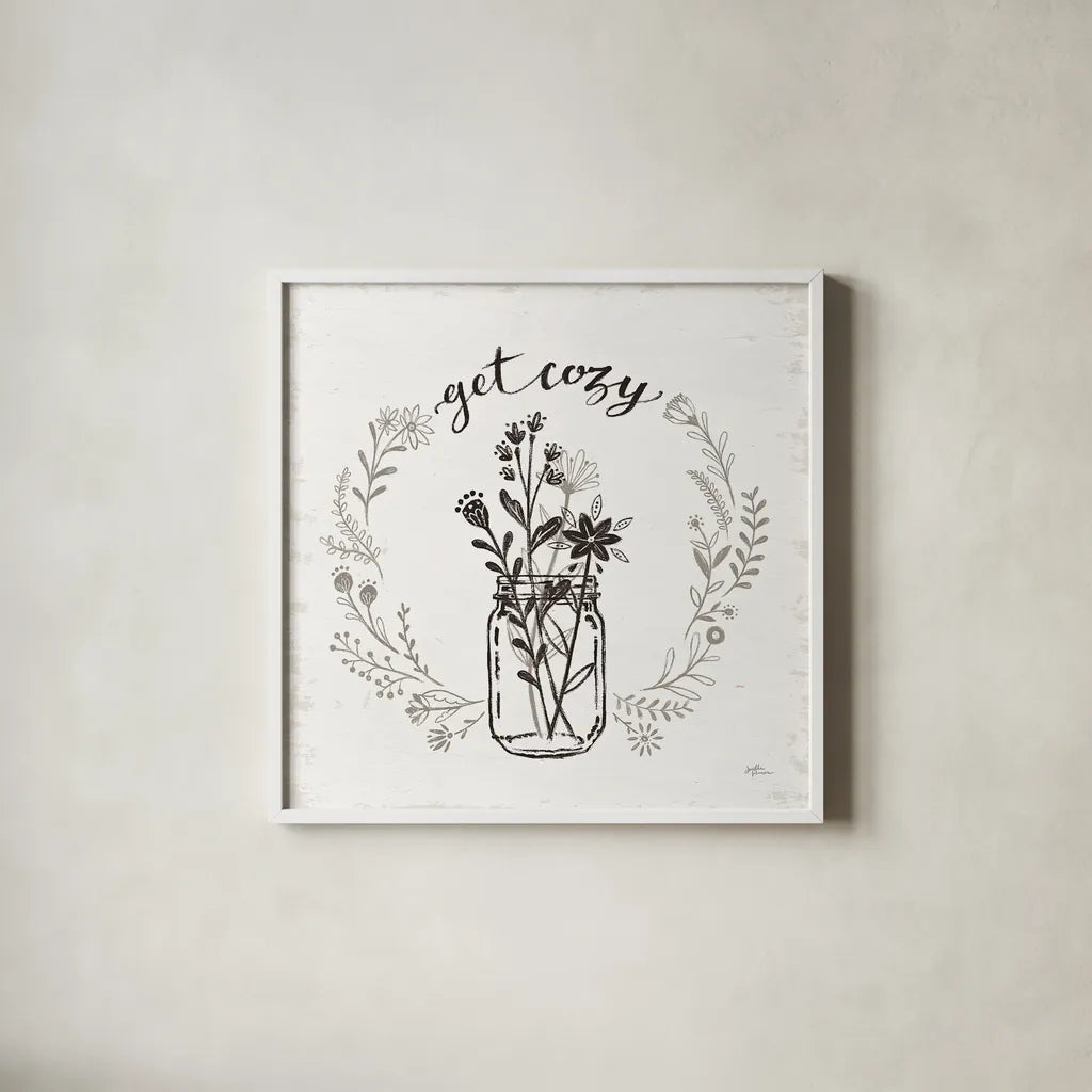 Our Nest VIII by Janelle Penner. Shown in a crisp white glass frame for a clean and minimalist style. Available as an archival giclee rolled canvas, fine art paper, or poster print. SKU 33499a.