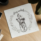 Our Nest VIII Stay Awhile by Janelle Penner. Shown as a detailed flat fine art print, highlighting archival giclee quality. Available as an archival giclee rolled canvas, fine art paper, or poster print. SKU 78847a.