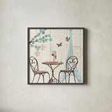 Paris Tour V by Janelle Penner. Shown in a sleek black glass frame for a contemporary gallery look. Available as an archival giclee rolled canvas, fine art paper, or poster print. SKU 24125a.