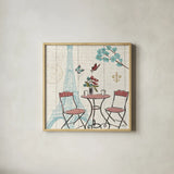 Paris Tour VI by Janelle Penner. Shown in a natural wood glass frame for a timeless modern aesthetic. Available as an archival giclee rolled canvas, fine art paper, or poster print. SKU 24126a.