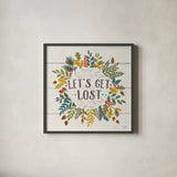 Peace and Lodge II by Janelle Penner. Shown in a sleek black glass frame for a contemporary gallery look. Available as an archival giclee rolled canvas, fine art paper, or poster print. SKU 28980a.