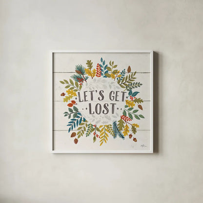 Peace and Lodge II by Janelle Penner. Shown in a crisp white glass frame for a clean and minimalist style. Available as an archival giclee rolled canvas, fine art paper, or poster print. SKU 28980a.