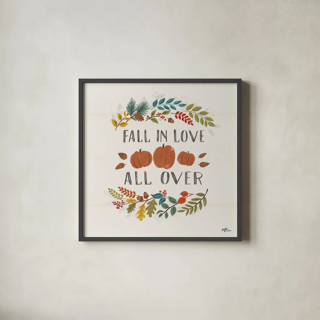 Peace and Lodge IX by Janelle Penner. Shown in a sleek black glass frame for a contemporary gallery look. Available as an archival giclee rolled canvas, fine art paper, or poster print. SKU 32025a.