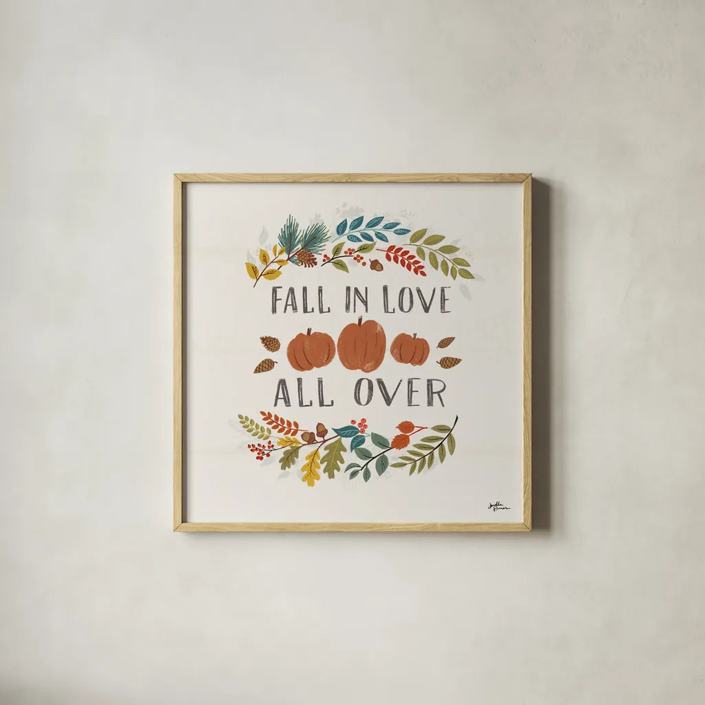 Peace and Lodge IX by Janelle Penner. Shown in a natural wood glass frame for a timeless modern aesthetic. Available as an archival giclee rolled canvas, fine art paper, or poster print. SKU 32025a.