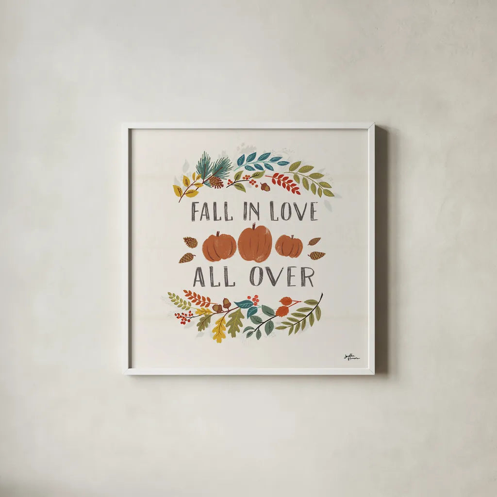 Peace and Lodge IX by Janelle Penner. Shown in a crisp white glass frame for a clean and minimalist style. Available as an archival giclee rolled canvas, fine art paper, or poster print. SKU 32025a.