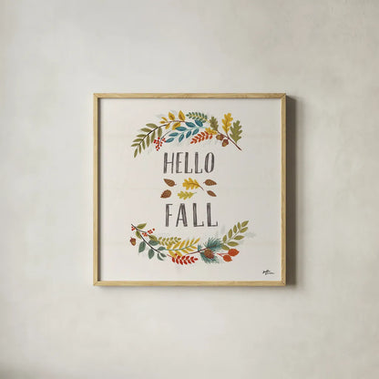 Peace and Lodge VI by Janelle Penner. Shown in a natural wood glass frame for a timeless modern aesthetic. Available as an archival giclee rolled canvas, fine art paper, or poster print. SKU 32022a.