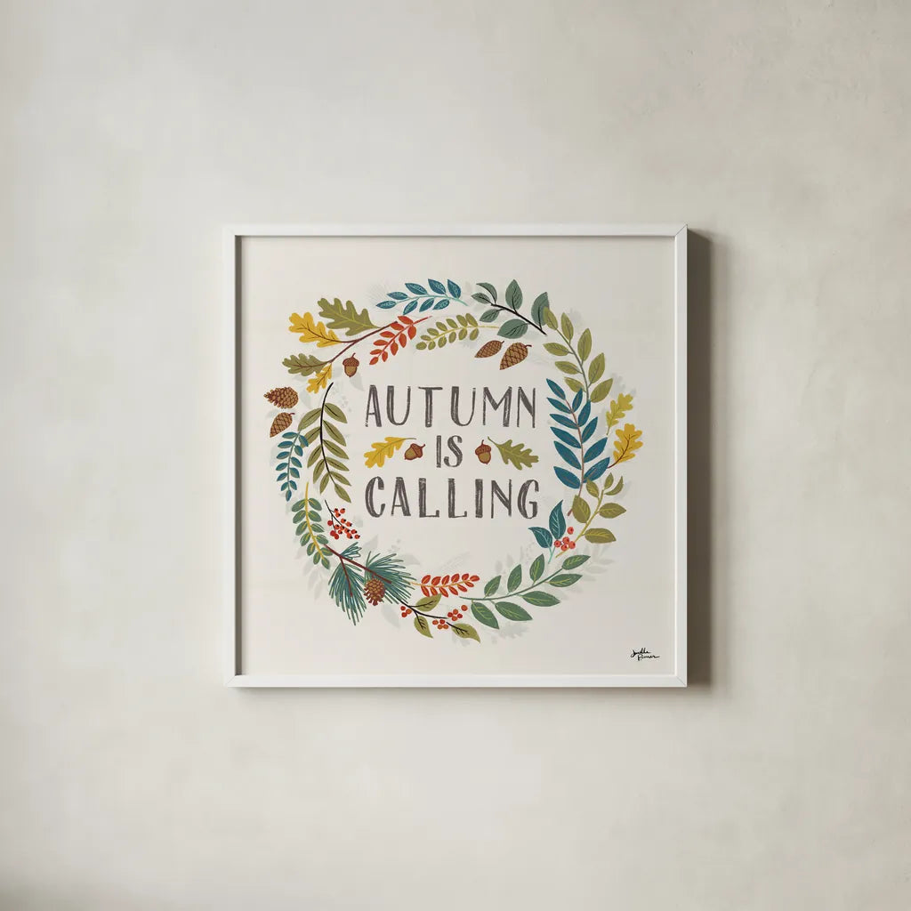 Peace and Lodge VII by Janelle Penner. Shown in a crisp white glass frame for a clean and minimalist style. Available as an archival giclee rolled canvas, fine art paper, or poster print. SKU 32023a.