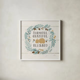 Peace and Lodge VIII on Shiplap Blue by Janelle Penner. Shown in a crisp white glass frame for a clean and minimalist style. Available as an archival giclee rolled canvas, fine art paper, or poster print. SKU 37000a.