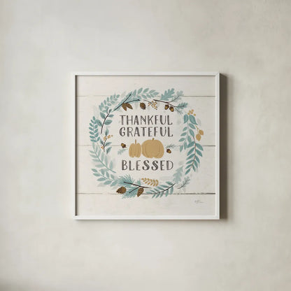 Peace and Lodge VIII on Shiplap Blue by Janelle Penner. Shown in a crisp white glass frame for a clean and minimalist style. Available as an archival giclee rolled canvas, fine art paper, or poster print. SKU 37000a.