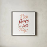 Peace on Earth by Janelle Penner. Shown in a sleek black glass frame for a contemporary gallery look. Available as an archival giclee rolled canvas, fine art paper, or poster print. SKU 59945a.
