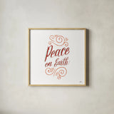 Peace on Earth by Janelle Penner. Shown in a natural wood glass frame for a timeless modern aesthetic. Available as an archival giclee rolled canvas, fine art paper, or poster print. SKU 59945a.