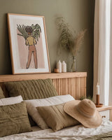 Plant Ladies I v2 by Janelle Penner. shown as a paper print in a natural frame. Available as a archival giclee rolled canvas, fine art paper, or poster print. SKU 80743h.