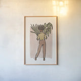 Plant Ladies I v2 by Janelle Penner. shown as a paper print in a natural frame. Available as a archival giclee rolled canvas, fine art paper, or poster print. SKU 80743h.