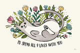 Purrfect Garden I by Janelle Penner. SKU 37607i. Archival Giclee Fine art print for wall decor.