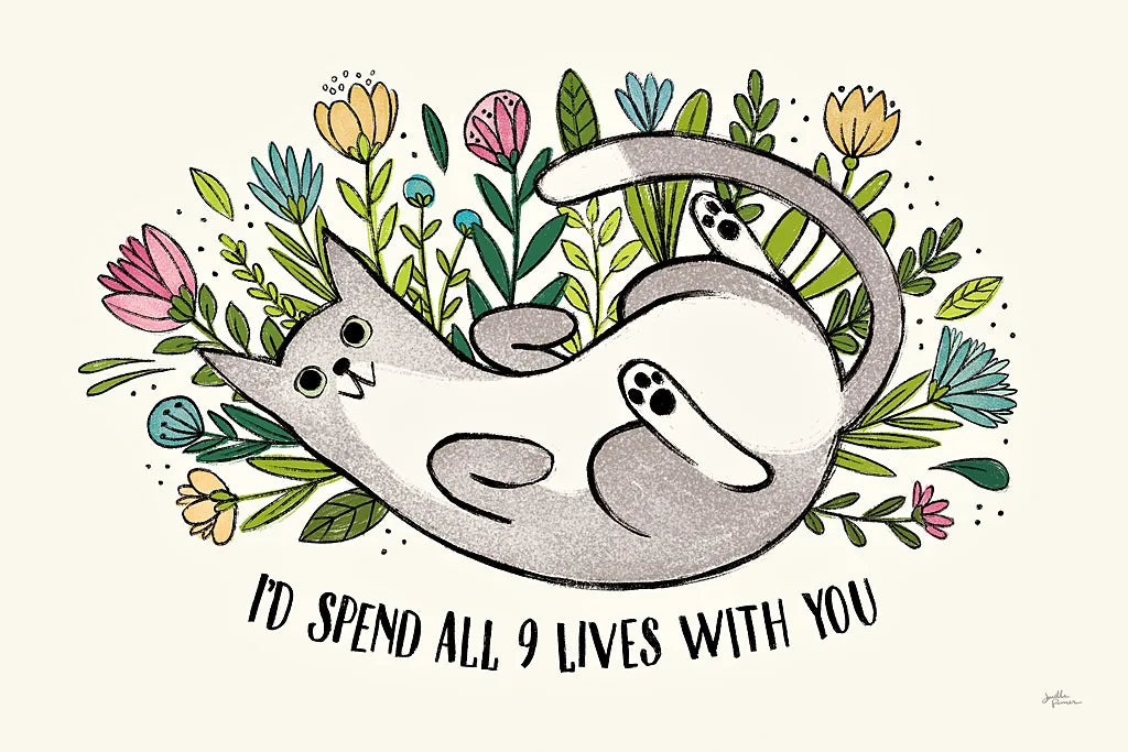 Purrfect Garden I by Janelle Penner. SKU 37607i. Archival Giclee Fine art print for wall decor.