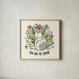 Purrfect Garden II by Janelle Penner. Shown in a natural wood glass frame for a timeless modern aesthetic. Available as an archival giclee rolled canvas, fine art paper, or poster print. SKU 37608a.