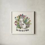 Purrfect Garden III by Janelle Penner. Shown in a crisp white glass frame for a clean and minimalist style. Available as an archival giclee rolled canvas, fine art paper, or poster print. SKU 37609a.