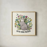 Purrfect Garden IV by Janelle Penner. Shown in a natural wood glass frame for a timeless modern aesthetic. Available as an archival giclee rolled canvas, fine art paper, or poster print. SKU 37610a.