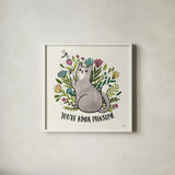 Purrfect Garden IV by Janelle Penner. Shown in a crisp white glass frame for a clean and minimalist style. Available as an archival giclee rolled canvas, fine art paper, or poster print. SKU 37610a.