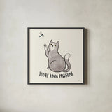 Purrfect Garden IV No Flowers by Janelle Penner. Shown in a sleek black glass frame for a contemporary gallery look. Available as an archival giclee rolled canvas, fine art paper, or poster print. SKU 39360a.