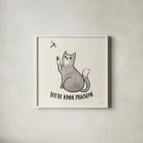 Purrfect Garden IV No Flowers by Janelle Penner. Shown in a crisp white glass frame for a clean and minimalist style. Available as an archival giclee rolled canvas, fine art paper, or poster print. SKU 39360a.