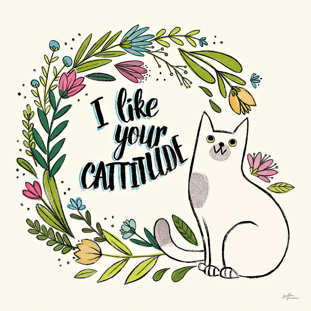 Purrfect Garden IX by Janelle Penner. SKU 37615a. Archival Giclee Fine art print for wall decor.