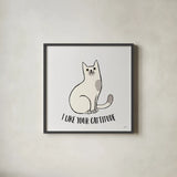 Purrfect Garden V No Flowers Gray by Janelle Penner. Shown in a sleek black glass frame for a contemporary gallery look. Available as an archival giclee rolled canvas, fine art paper, or poster print. SKU 39361a.