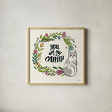 Purrfect Garden VI by Janelle Penner. Shown in a natural wood glass frame for a timeless modern aesthetic. Available as an archival giclee rolled canvas, fine art paper, or poster print. SKU 37612a.