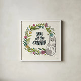 Purrfect Garden VI by Janelle Penner. Shown in a crisp white glass frame for a clean and minimalist style. Available as an archival giclee rolled canvas, fine art paper, or poster print. SKU 37612a.