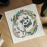 Purrfect Garden VII by Janelle Penner. Shown as a detailed flat fine art print, highlighting archival giclee quality. Available as an archival giclee rolled canvas, fine art paper, or poster print. SKU 37613a.