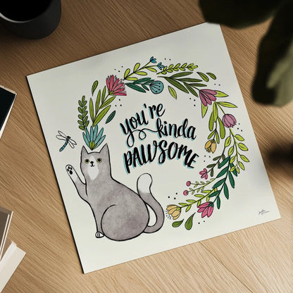 Purrfect Garden VIII by Janelle Penner. Shown as a detailed flat fine art print, highlighting archival giclee quality. Available as an archival giclee rolled canvas, fine art paper, or poster print. SKU 37614a.