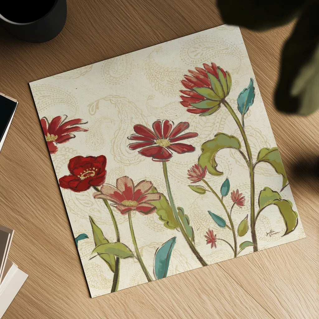 Red Gold Beauties II Crop by Janelle Penner. Shown as a detailed flat fine art print, highlighting archival giclee quality. Available as an archival giclee rolled canvas, fine art paper, or poster print. SKU 55942a.