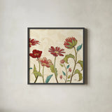 Red Gold Beauties II Crop by Janelle Penner. Shown in a sleek black glass frame for a contemporary gallery look. Available as an archival giclee rolled canvas, fine art paper, or poster print. SKU 55942a.