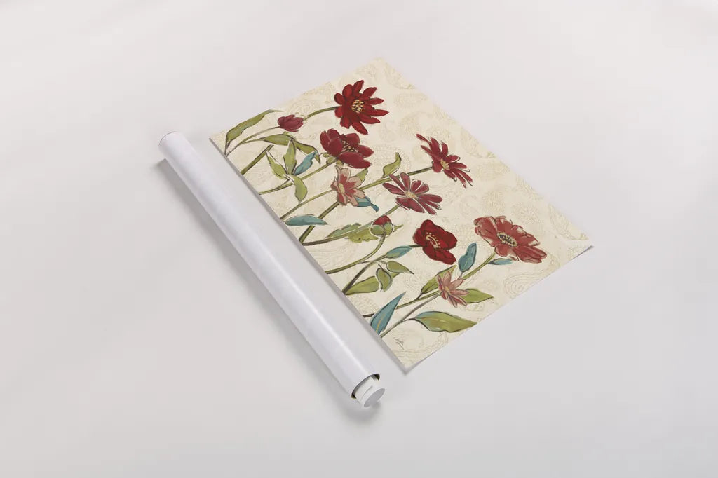 Red Gold Beauties III by Janelle Penner. shown as a rolled paper print. Available as archival giclee rolled canvas, fine art paper, or poster print. SKU 55943i.