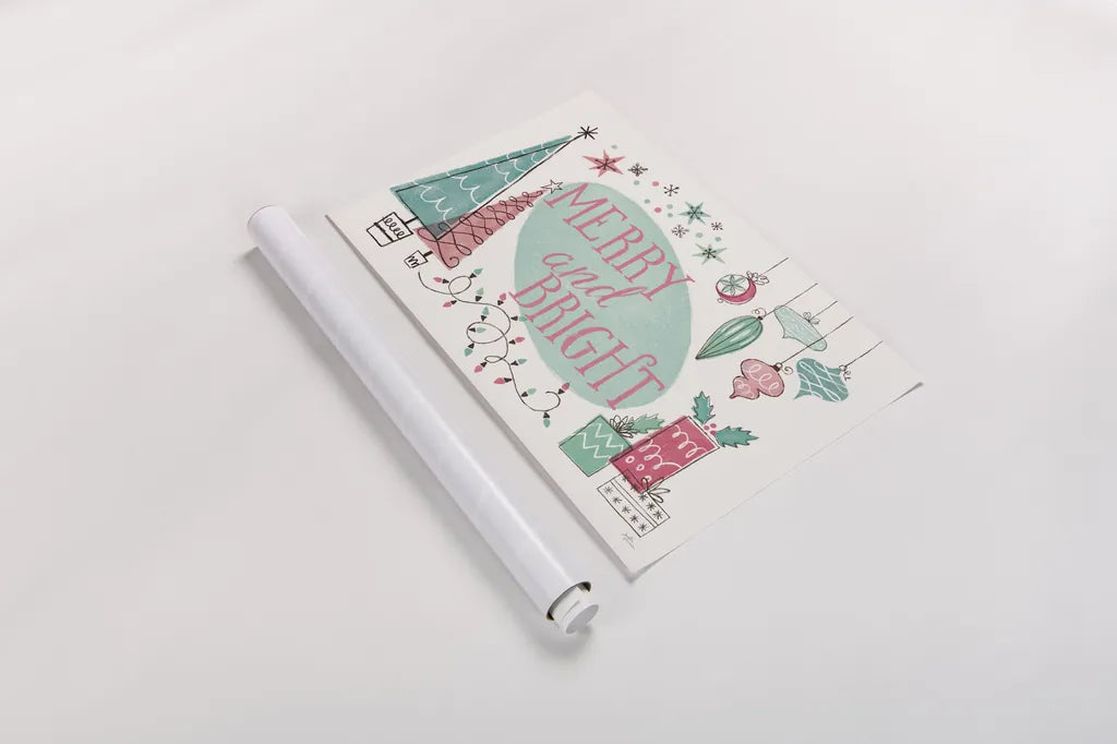 Retro Christmas I Bright by Janelle Penner. shown as a rolled paper print. Available as archival giclee rolled canvas, fine art paper, or poster print. SKU 66712i.