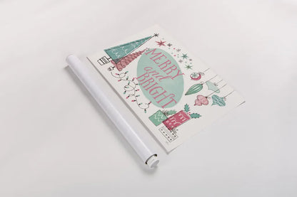 Retro Christmas I Bright by Janelle Penner. shown as a rolled paper print. Available as archival giclee rolled canvas, fine art paper, or poster print. SKU 66712i.