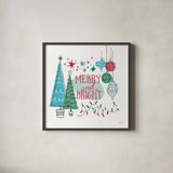 Retro Christmas II v2 by Janelle Penner. Shown in a sleek black glass frame for a contemporary gallery look. Available as an archival giclee rolled canvas, fine art paper, or poster print. SKU 37362a.