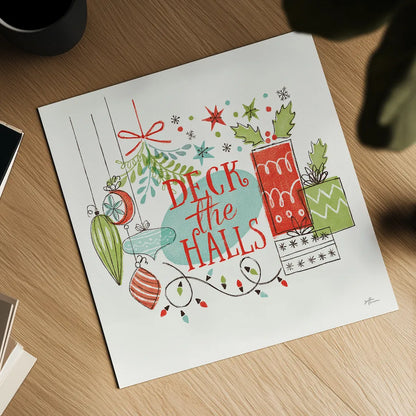 Retro Christmas III by Janelle Penner. Shown as a detailed flat fine art print, highlighting archival giclee quality. Available as an archival giclee rolled canvas, fine art paper, or poster print. SKU 36160a.