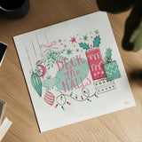 Retro Christmas III Bright by Janelle Penner. Shown as a detailed flat fine art print, highlighting archival giclee quality. Available as an archival giclee rolled canvas, fine art paper, or poster print. SKU 66631a.
