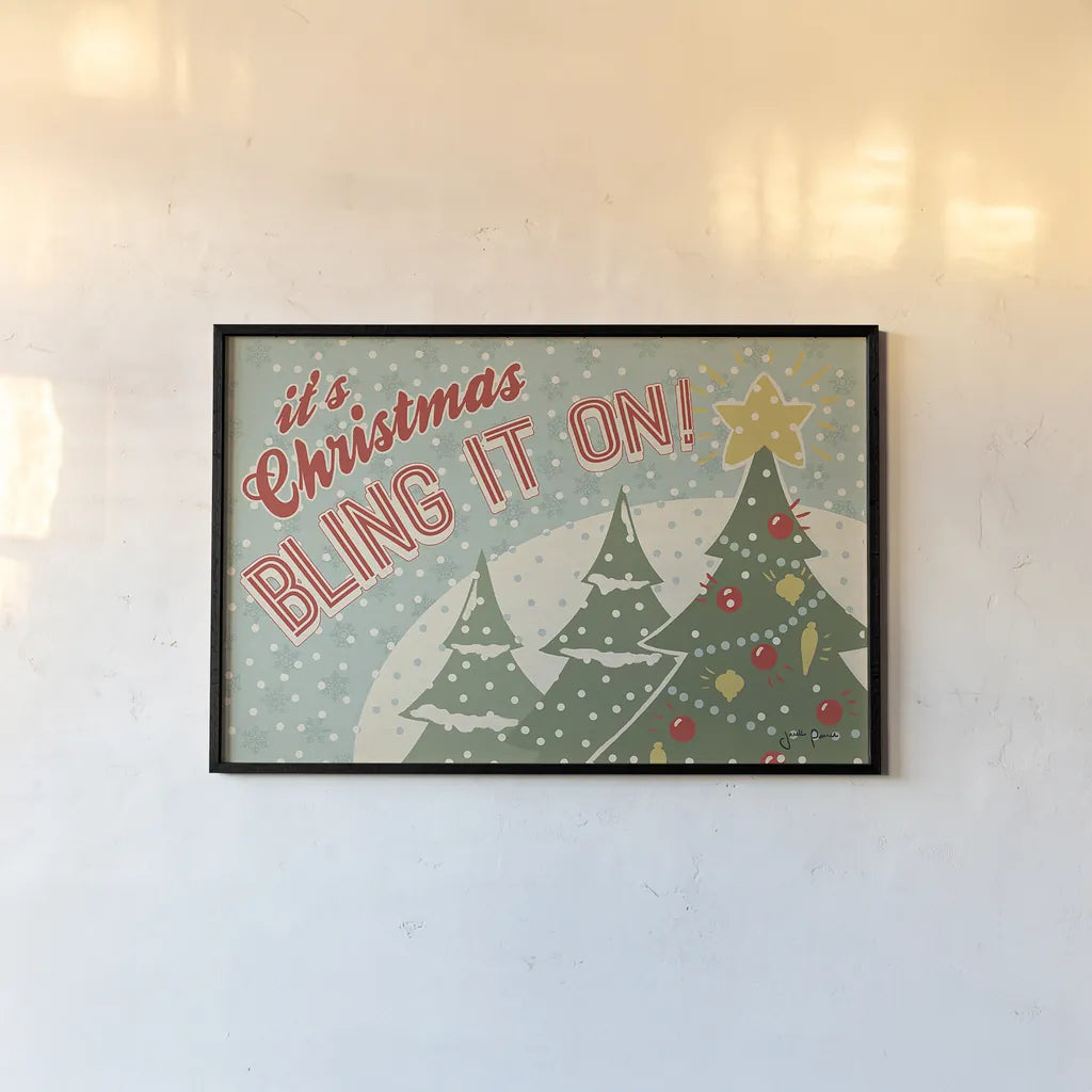 Retro Christmas IV by Janelle Penner. shown as a paper print in a black flame. Available as a archival giclee rolled canvas, fine art paper, or poster print. SKU 19771i.