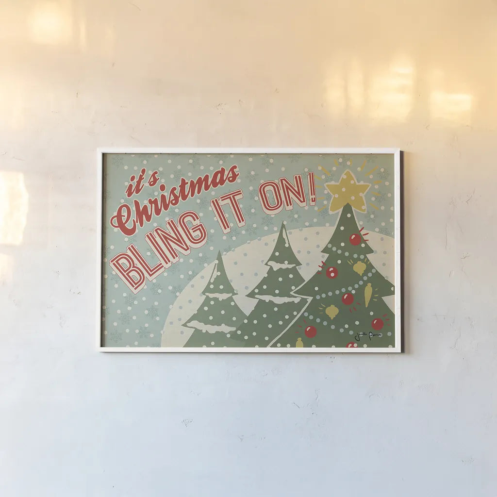Retro Christmas IV by Janelle Penner. shown as a paper print in a white frame. Available as a archival giclee rolled canvas, fine art paper, or poster print. SKU 19771i.