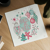 Retro Christmas IV Bright by Janelle Penner. Shown as a detailed flat fine art print, highlighting archival giclee quality. Available as an archival giclee rolled canvas, fine art paper, or poster print. SKU 66632a.