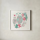 Retro Christmas IV Bright by Janelle Penner. Shown in a crisp white glass frame for a clean and minimalist style. Available as an archival giclee rolled canvas, fine art paper, or poster print. SKU 66632a.