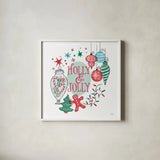 Retro Christmas IV v2 by Janelle Penner. Shown in a crisp white glass frame for a clean and minimalist style. Available as an archival giclee rolled canvas, fine art paper, or poster print. SKU 37363a.