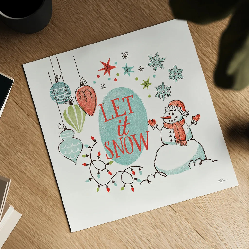 Retro Christmas V by Janelle Penner. Shown as a detailed flat fine art print, highlighting archival giclee quality. Available as an archival giclee rolled canvas, fine art paper, or poster print. SKU 36162a.