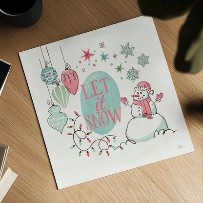 Retro Christmas V Bright by Janelle Penner. Shown as a detailed flat fine art print, highlighting archival giclee quality. Available as an archival giclee rolled canvas, fine art paper, or poster print. SKU 66852a.