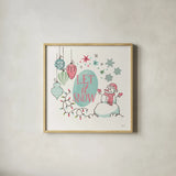 Retro Christmas V Bright by Janelle Penner. Shown in a natural wood glass frame for a timeless modern aesthetic. Available as an archival giclee rolled canvas, fine art paper, or poster print. SKU 66852a.